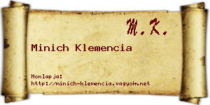 Minich Klemencia névjegykártya